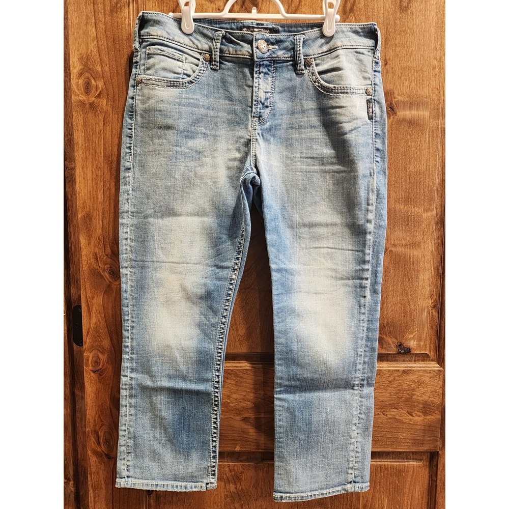 Silver Suki High Capri Jeans Womens Size 31x22.5 Denim Blue Jeans Super Stretch